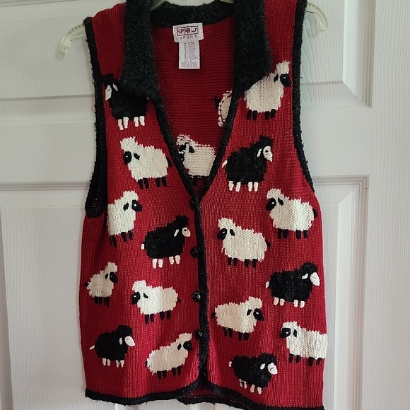 PBJ Sport Sweaters - Vintage Black and White Sheep Vest